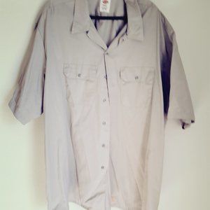 DICKIES Men's Shirt 5XL GRAY Short Sleeve Casual Retro Rockabilly Bowling WORK